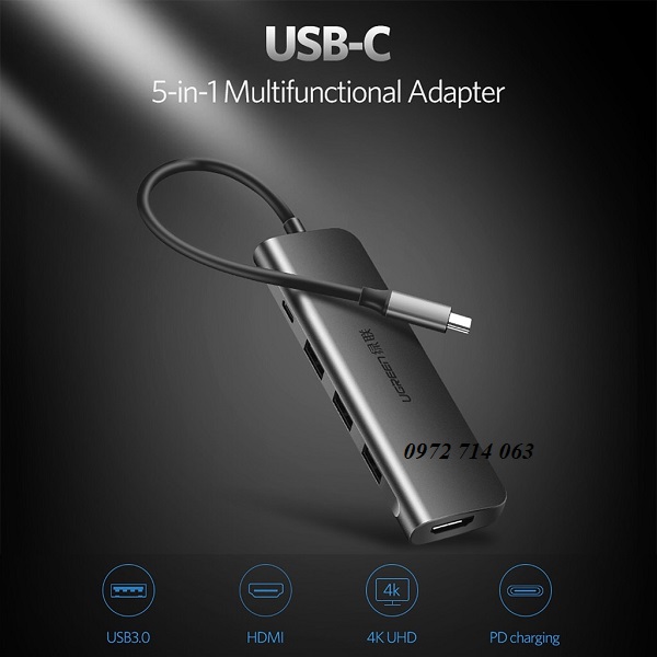 Bộ chuyển đổi USB typeC đa năng 5 trong 1, Ugreen 50209